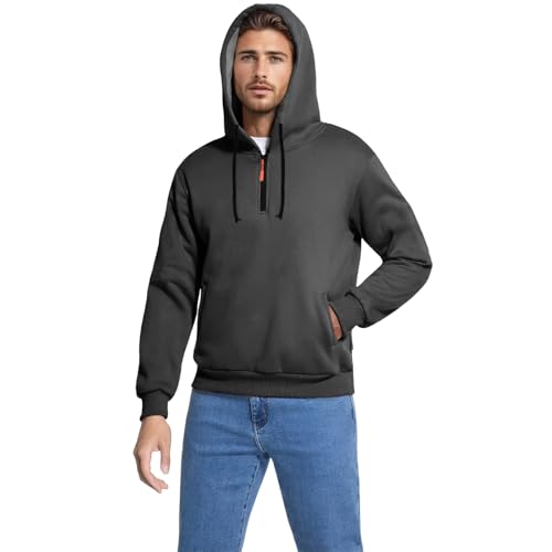 GOFULY Quarter Zip Hoodie Men Big And Tall Fleece Sweatshirts Lightweight Fall Plus Size Pullover Hoodie With Pocket Outfits4