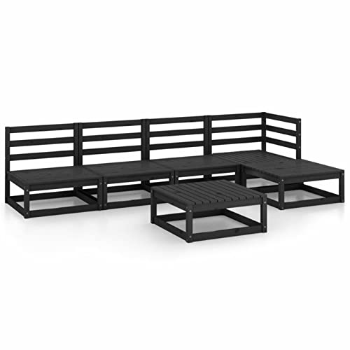 Xichuzi Juego de Muebles de jardín 5 Piezas, Conjunto Jardin Exterior, Muebles Jardin Exterior, Conjunto Terraza, Juegos De Terraza, Negro Madera Maciza de Pino