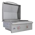 Blaze LTE+ 30-Inch Built-in Natural Gas Griddle – 304 Stainless Steel Outdoor Kitchen Flat Top, 2-Burner 30,000 BTU (15k per burner) with Lift-Assist Hood, LED Control Knobs & Front Grease Tray