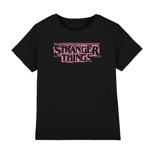 Stranger Things Punk Logo Rosa Camiseta Infantil, Negro, 9–11 A