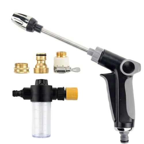 Power Jet Water, Adjustable High Pressure Hose Nozzle For Garden, Garden Irrigation System, Water Flash With Accessories For Garden Hose Car Washing, Garden & Patio (Long rod + 3 connector)