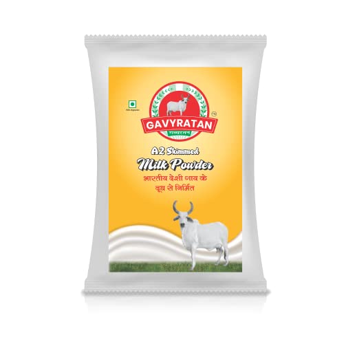 GAVYRATAN A2 Cow Skimmed Milk Powder 1kg | All Natural | 100% Pure | Boosts Liver Health (1kg)