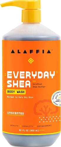 Image of Alaffia EveryDay Shea Body Wash, Naturally Moisturizing Cleanser for All Skin Types with Fair Trade Shea Butter, Neem & Coconut Oil, Unscented, 32 fl oz