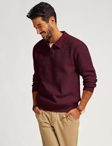 Image of DENIMHOLIC Men's Cotton Knitted Full Sleeve Collar Polo Sweater for Men, Pullover Sweaters for Men Winter,