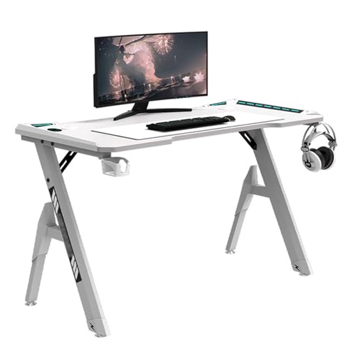 Escritorio para juegos, estación de trabajo ergonómica con soporte para tazas y gancho para auriculares, ideal para oficina en casa y jugadores, dimensiones: 120 x 60 x 73 cm