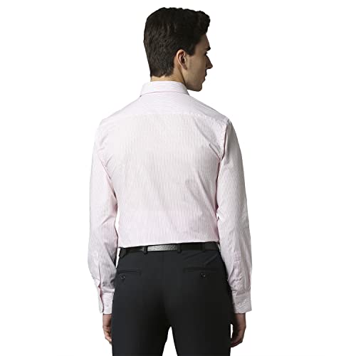 Image of Park Avenue Men's Pure Cotton Stripe Pattern Slim Fit Semi Cutaway Collar Full Sleeve Formal Shirt