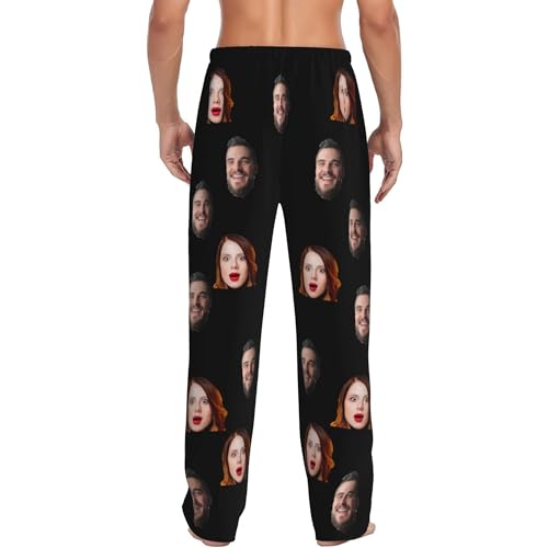 Custom Pajamas Pants for Men Women, Personalized Pant Funny Face Pajama Gift for Dad Mom Husband Wife Birthday3