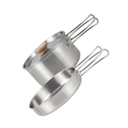 FOYTOKI 1Juego Sartén de Inoxidable Plegable con Ergonómico Camping Cocina Portátil Barbacoas Profesional Resistente Desgaste