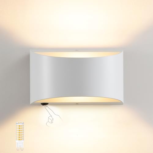 Image of LED Wall Sconces Hardwired with On /Off Switch, Modern Wall Light, White
