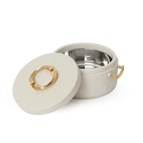 Image of CELLO Ornetto 2000 Insulated Serving Casserole 2000 ml Beige | Food Grade, Double Walled, PU Insulated | Hot Pot Case Keeps Food Fresh & Hot for Long Hours | Casserole Set for Roti, Chapati, Rice
