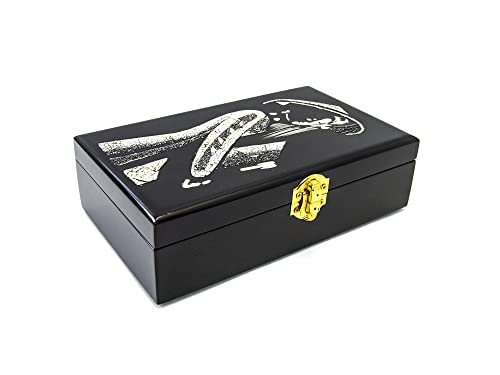 Art Saigon Boîte à Bijoux en Bois Laqué Noir et Peint ''Femme Vietnamienne'' L20cm - Coffret Rangement - Artisanat du Vietnam et Décoration Asiatique - Largeur 20cm x P12cm x H5,5cm (réf. S42-5312) Cover