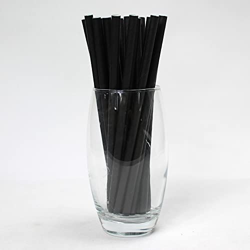 Pailles en Papier Noir (8mm x 200mm) - 280 Unités - Pailles En Papier Biodégradables, Respectueuses De L'environnement, Très Durables, Idéal Pour Les Laits Frappés et Les Smoothies Cover