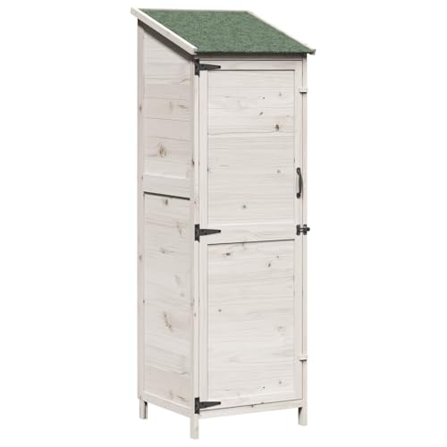 vidaXL Capanno da Giardino Bianco 59,5 x 56 x 176,5 cm, Ricovero da Giardino, Struttura in Legno Rettangolare, Spazio Abbondante per Attrezzi, Organizzazione Impermeabile