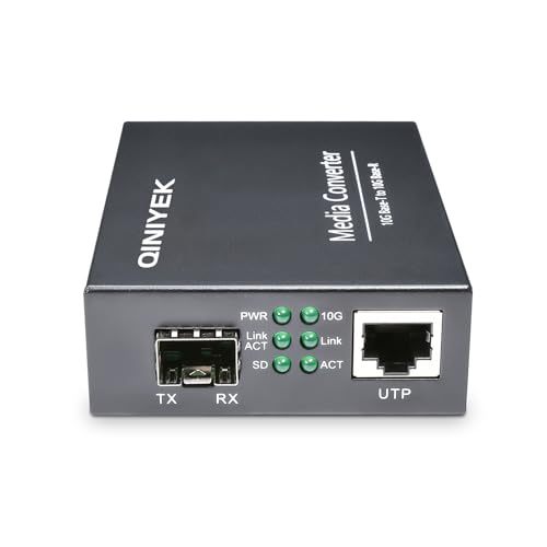 Image of 10G Ethernet Media Converter, 1x 100M /1G /2.5G /5G /10GBase-T RJ45 to 1x 10GBase-X SFP+ Slot, Supports 10G SR /LR /10G-T Module,10G Fiber Ethernet to Copper UTP Media Converter