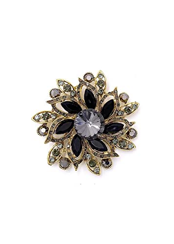 Image of COLORFUL BLING Rhinestone Leaf Brooch Pin - Red, Blue Vintage Jewelry Accessory Gifts Decoration