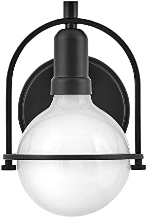 Hinkley Somerset Small Single Light Bath Vanity Wall Sconce, G40 Bulb in Photos (not Included), Shade-Free Fixture, Mount Up/Down, Black Finish