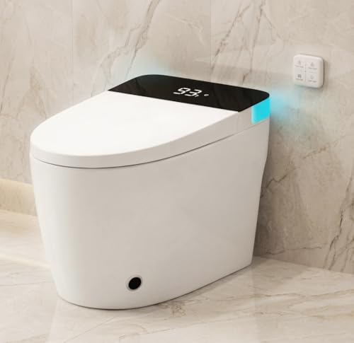 Smart Toilet with Foot Sensor & Dual Auto Flush, Tankless One-Piece Electric Bidet Toilet with...