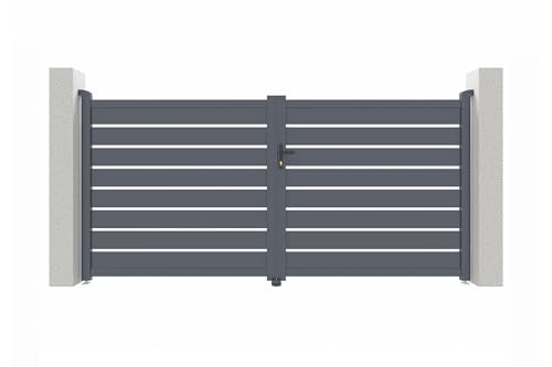 Casanoov Portail battant 3m VOGEL H.160cm aluminium gris