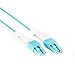 Black Box OM4 50/125 Fiber Patch Cable, Push-Pull Tabs, PVC, LCLC, Aqua, 3M