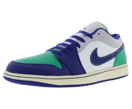 Image of Air Jordan 1 Low Men's Shoes (Sail /Stadium Green /Neutral Grey /Deep Royal Blue) Size 8