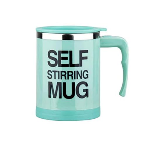 Automatic Mug One-Button Electric Stirring Cup - Coffee Milk Stirring Cup - Stainless Steel Juice Mixing Cup with Lid (Green)