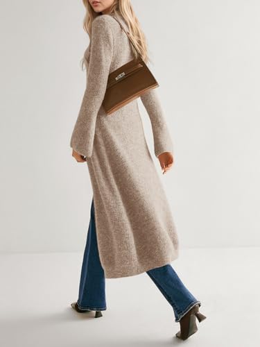 Saodimallsu Womens Long Cardigan Sweaters Oversized Bell Sleeve Open Front Button Down Casual Knit Fall Midi Dress3