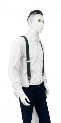 Image of Mens Suspenders with 3 Swivel Hooks Belt Loops 1.4 Inch Wide Heavy Duty Adjustable Braces