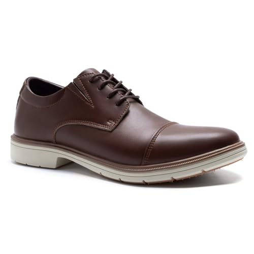 Men's Orthopedic Leather Dress Walking Shoes: Casual Plantar Fasciitis Overpronation Recovery Standing Lace Up Wedding Shoes, Comfort Supportive Neuropathy Formal Wingtip Oxfords Dark Brown Size 10