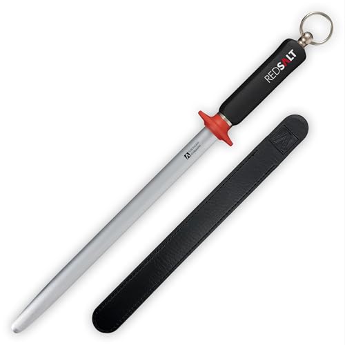 REDSALT® Premium fusil à aiguiser 30cm ovale micro-fin saphir pour couteaux de haute qualité | HRC 65 acier chrome vanadium Made in Germany | Aiguiseur...