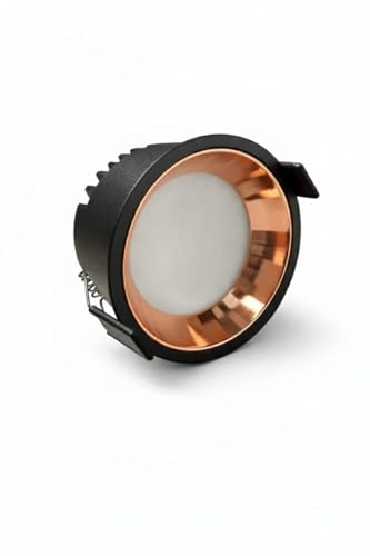 Image of FILLISKA Recessed LED Downlight with Luxurious MattBlack & Rosegold Finish (1, Warm White (3000k), 12, Watts)(2 Years Warranty)