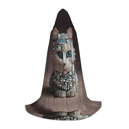 WZYCWB Capa con capucha con estampado de gato extraño | disfraz de cosplay, accesorio de fiesta de anime de Halloween