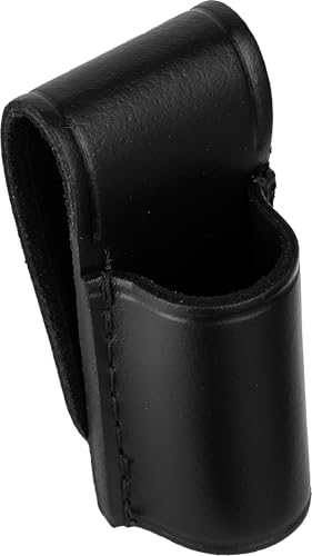 Black Leather Loop Compact Strion Flashlight Holder with Snap Back Open Top and Open Bottom Holster Fits with 0.95 Inch Barrel Fits Duty Belts up to 2.25 Inch Made in USA