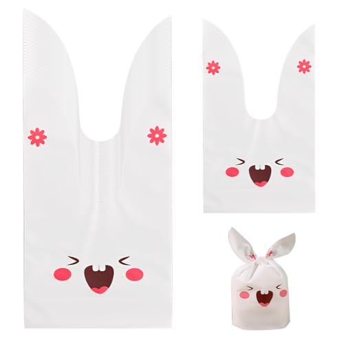 Reccisokz 50 Stück Oster-Geschenktüten, Kaninchen, Ostertüten zum Befüllen, Oster-Süßigkeitentüten, Partytüten, Hasentüten für Ostern und Partys(Petite Taille)