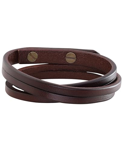 HAQUIL Artisanal Multi-Wrap Brown Leather Bracelet with Vintage Metal Accents for Men