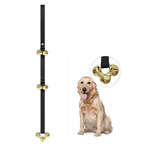 HONGDE Dog Doorbells for Potty Training Great Dog Bells Adjustable Door Bell Dog Bells Training Potty Your Puppy The Easy Way - Premium Quality - 7 Extra Large Loud 1.4 DoorBells(Black)