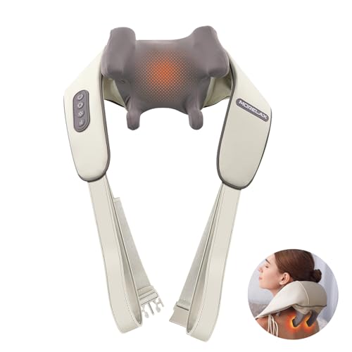 cotsoco Neck Massager for Pain Relief Deep Tissue, 6D Deep Kneading Massagers with 6 Massage Nodes,Cordless Neck Massager with Heat, Gift for Women