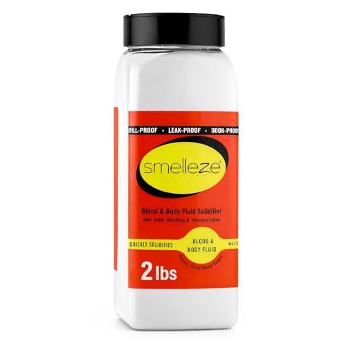 SMELLEZE Vomit Clean Up Powder & Blood Body Fluid Super Absorbent Solidifier Deodorizer: 2 lb. Instantly Absorb & Solidify Urine Blood & Bio Waste for Medical Tattoo & Pet Mess Cleanup