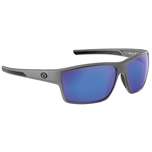 Image of Flying Fisherman Mojarra Polarized Rectangular Sunglasses, Matte Gray Frame/Smoke-Blue Mirror Lens, Medium, Matte Gray Frame/Smoke-blue Mirror Lens, Medium