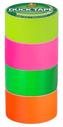 Image of Duck Tape Brand Neon Color Duct Tape, Assorted Bright Tape Colors for Arts & Crafts, Repairs, Color-Coding and DIY Projects, 4-Rolls