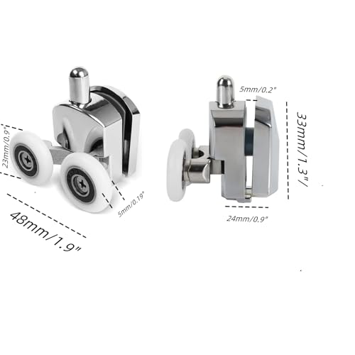 Image of Shower Door Rollers Rv Parts - 10 Pcs Zinc Alloy Wheels 23mm with Anti Collision Block and Screws for Curved and Bathroom Glass Doors
