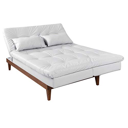 Sofá Cama 3 Lugares Versátil Madero Império Estofados Branco