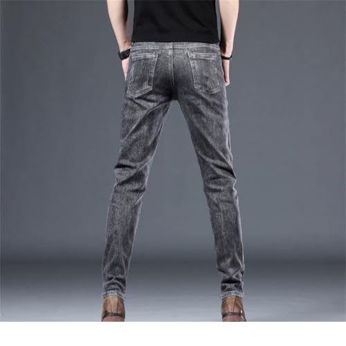 Men's Jeans Skinny Fitness Gray Blue Black Stretch Pencil Pants Denim Trousers Cowboys4