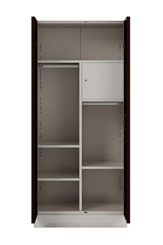 Image of Interio by Godrej Almirah Slimline 2-Door Steel Almirah, Cupboard for Clothes (Russet), 1-Year Warranty, 1 Locker, 4 Shelves and Curvilinear Mirror