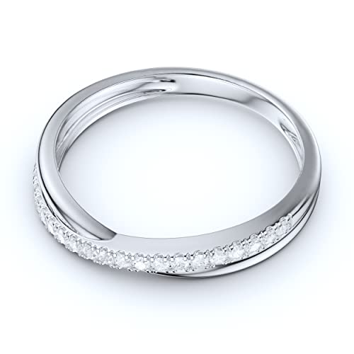 14k White Gold Fancy Criss Cross Simulated Diamond or Genuine Moissanite Pave Ring Wedding Band Half Eternity3