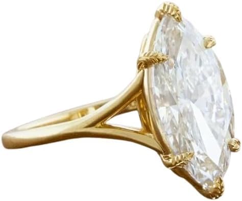 2.5 CT Marquise Cut Cubic Zirconia Ring,Split Shank Engagement Ring,Vintage Inspired Solitaire Ring,14K Plated,Wedding Ring For Women,Gifted For Her,Size 3-12.