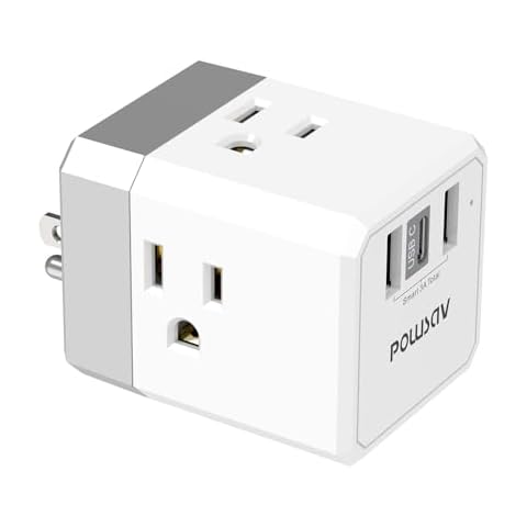 Cruise Ship Essentials, 3-Side Outlet Splitter with 3 USB Ports(1 USB C) USB Wall Charger, Outlet Extender for Home, Office and Cruise, ETL Listed, White Cover