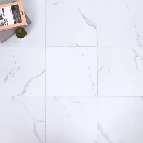 Peel And Stick Floor Tile Waterproof And Durable Vinyl Flooring For Bathroom Self Adhesive Flooring For Transfer Kitchen Bedroom Marble Look With Grey Vein 12X12 Inch (10 Pcs) #TOP2