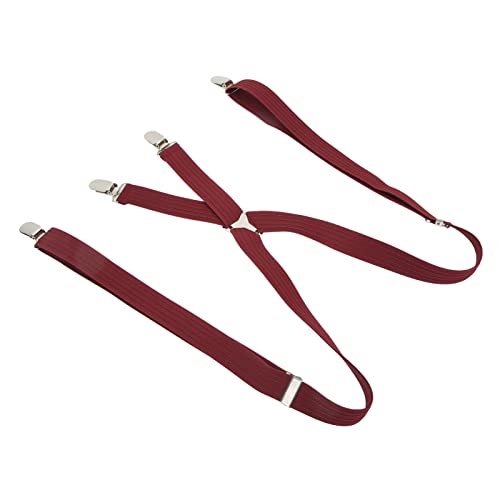 Mens Suspenders, Approx 1x41.3in Nonslip Safe Suspenders, Elastic Sturdy Metal Braces Wide Applicability Dress for Work WeddingNavy Blue Comfortable Pants Dating W (Wine Red)
