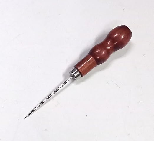 Image of PE - Shoe Repair Tool - Wooden Handle Canvas Leather Working Sewing Shoe Repair Awl Tool 5 inch - Reddish Brown (Pack of 1)