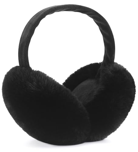 miaomiao Ohrenschützer Damen, Winter Ohrenwärmer Schwarz, Verstellbar Plüsch Ohrenschützer, Outdoor Faltbare Ohrwärmer Earmuffs Ohrenschützer für Damen und Herren